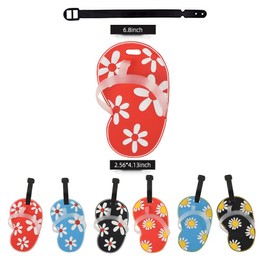 VIOCIWUO Flip-Flops Luggage Tags 6Pcs, Travel Suitcase Tags Summer Beach Luggage Tags Series Identify Label with Loop for Bag Backpack