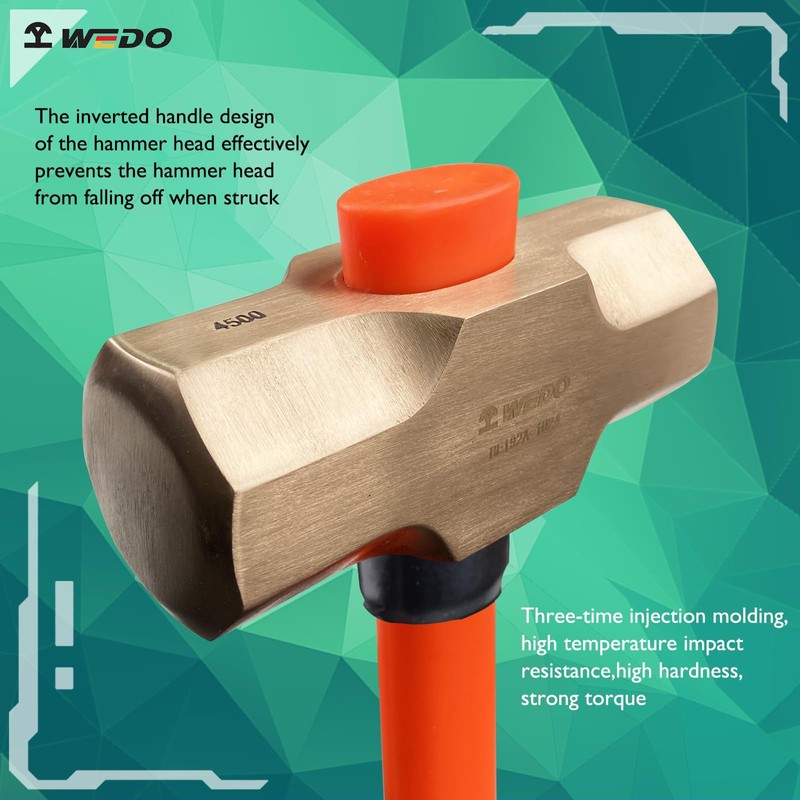 WEDO Non-Sparking Sledge Hammer with Fibreglass Handle, Spark-free Safety Demolition