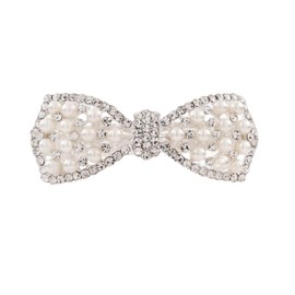 Dorytop Barrettes Butterfly Pearls Hair Clips Pins Pearl Bow Hairpin Crystal Rhinestone Hair for Women Girls(Silver)