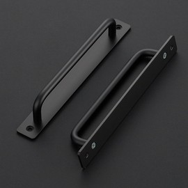 Ravinte Barn Door Handles 2 Pack Sliding Door Handle 7.5" Hole Center Barn Door Handles Black Cabinet Handles Door Pull Handle Zinc Alloy Door Pulls with Plate for Sliding Closet Door Handle