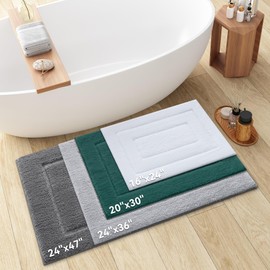 Kitinjoy Small Bath Mat, Soft and Absorbent Microfiber Bath Rugs, Non-Slip Shaggy Bath Carpet, Machine Wash Dry Bath Mats for Bathroom Floor, Tub and Shower, 24" x 16", Dark Green