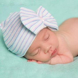DRESHOW BQUBO Newborn Baby Caps Mittens for Baby Girls Set Hospital Hat Beanie Infant Hats with Bow Baby Scratch Gloves