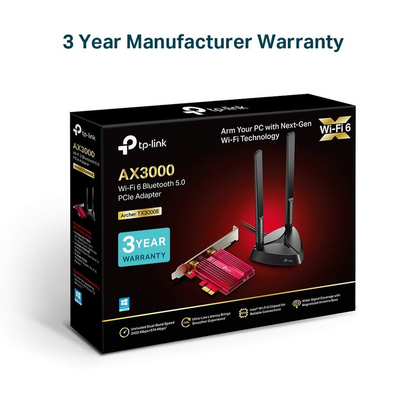 TP-LINK AX3000 Wi-Fi 6 Bluetooth 5.2 PCI Express Adapter with