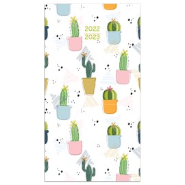 TF PUBLISHING - 2022-2023 Cactus Cuties 2-Year Small Monthly Planner - 2-Page Large Calendar Grid and Lined Notes Section in Back - 24 Month Pocket Calendar for School and Work - 3.5" x 6.5"