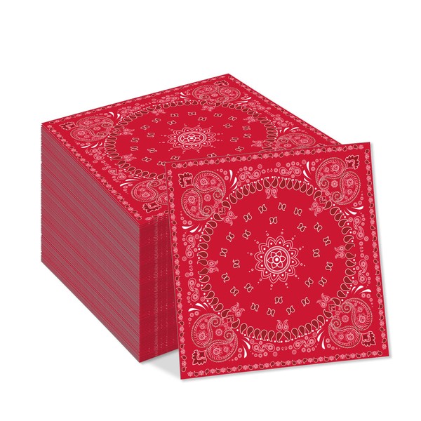 40Pcs Red Bandana Western Party Napkins 3 Ply Red bandanas