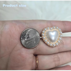 Decorative Pearl Button, 23mm, Pearl Gold Bottom Metal Button 10 Piece Set Suitable for DIY Craft Projects (Heart-Shaped)