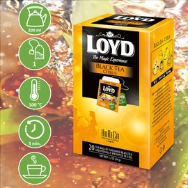 LOYD® Horeca Black Tea Black Tea with Lemon 4 Pack | 20 Tea Bags 40 g | Black Tea High Quality Blend of Black Tea Varieties | High Quality Tea Leaves Black Tea Bag Brewing