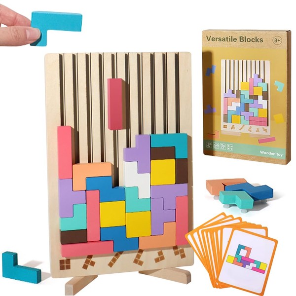 CLIUNT Wood Stacking Puzzle Toy, 3D Montessori Wooden Stacking Puzzles