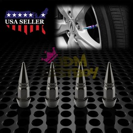 JDMBESTBOY 4PCs Black Long Spike Tire Valve Stem Caps Metal Thread Wheel Tires TVC20