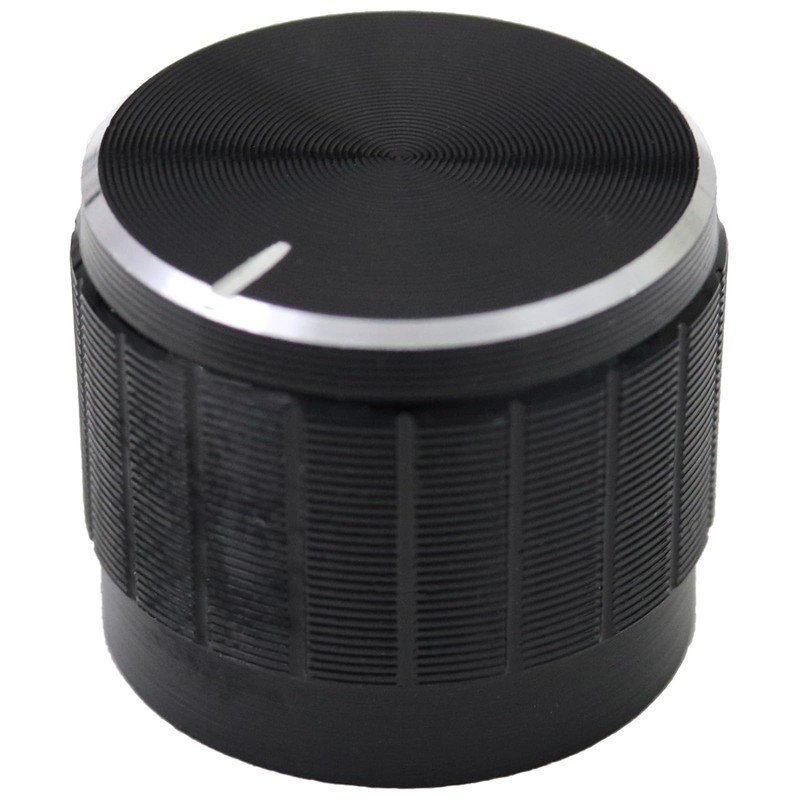 6mm Splined Hole Black Aluminium Amplifier/HiFi Control Knob Pack of