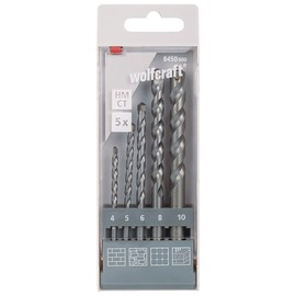 wolfcraft TC Rock Drill Bit Set 5 pcs. I 8450000 I For drilling into brick walls, artificial stone and natural stone