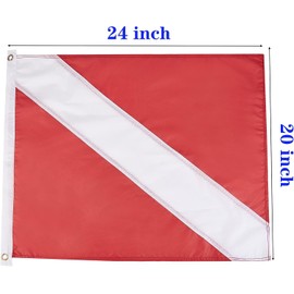 MOPHOEXII 2 Pack Dive Flag for Boat Scuba Diving Flag,20"x 24" Diver Down Flag Outdoor Scuba Diver Flag Polyester Banner Float Legal Size Boat Flag for Buoy Water Swim Snorkeling Spearfishing Freediving
