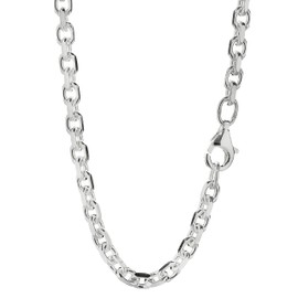 NKlaus Anchor Chain Diamond-Coated – Sterling Silver Chain Men and Women – Chain Real 925 Silver – Anchor Chain – Necklace – 3.0 mm Wide, Sterling Silver