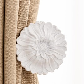 EMERZE Classic Pattern Curtain Tiebacks,Curtain Holdbacks,Curtain Tiebacks，Set of 2 (Resin White)