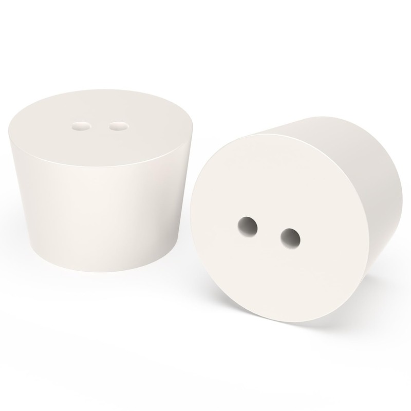 stonylab Solid Rubber Stoppers with Dual-Hole, 5-Pack Air-Tight 9# Natural