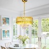 FRIXCHUR 16-Inch Modern Gold Crystal Chandelier, Ceiling Light Fixture, Adjustable