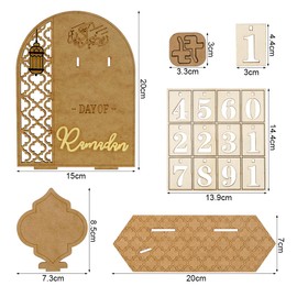 Ramadan Wooden Calendar, Eid Mubarak Advent Calendar, 30 Days Countdown Ramadan Calendar Children, DIY Eid Mubarak Calendar Decoration for Home, Countdown Calendar Ornament Gifts for Children