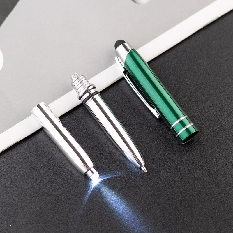 Operitacx LED Ballpoint Pen with Stylus Tip 3Pcs Retractable Lighted