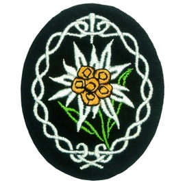 WW2 German Mountain Division Elite Edelweiss Patch (3.5") Military Tactics Morale Embroidered Iron on Sew on Badge DIY Costume Collectible Repro Gift Patches