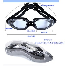 HSTWODE Optical Swimming Goggles with Prescription Adult Swimming Goggles Dioptres: 0 to -8.0, Anti-Fog UV Protection, Black and Pink (Black, Myopia - 1.5)