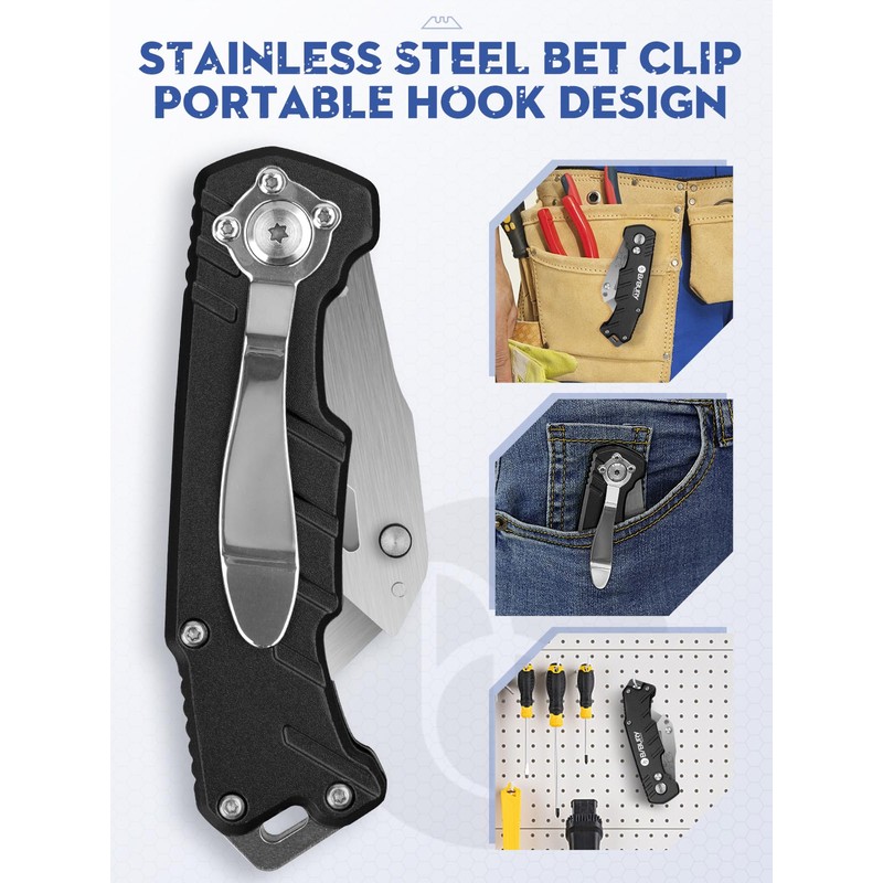 Utility Knife, BIBURY Upgraded Version Heavy Duty Box Cutter, Pocket