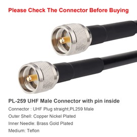 XRDS-RF PL-259 UHF CB Coax Cable 6ft, 50 ohm KMR400 PL-259 UHF Male Low Loss Coaxial Cable for HAM & CB Radio, Antenna Analyzer, Dummy Load, AIS Antenna, SWR Meter