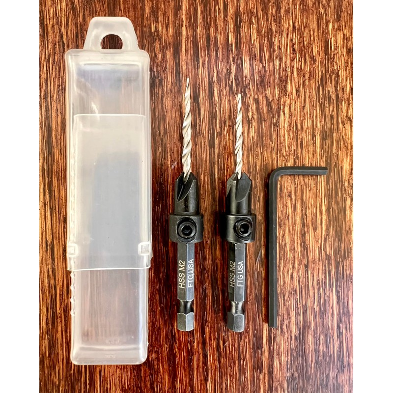 FTG USA Adjustable Wood Countersink Drill Bit Set #4#6 Tapered