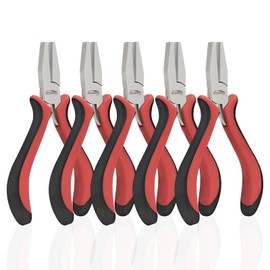 HOUSERAN Flat Nose Pliers 5" - 5 Pack, Flat Jaw Pliers for Jewelry Making, DIY, Craft, Repairing