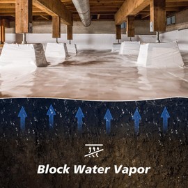 Crawl Space Vapor Barrier, 10Mil Film, 10' x 50', Drop Cloth Vapor Barrier Covering for Crawl Space Encapsulation, Thick Plastic Sheeting, Black and White Panda Film, Heavy Duty Polyethylene Film