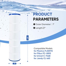 LBLVBNEWD C-7468 Pool Filter Cartridges Compatible with Jandy CL460, CV460, R0554600, A0558000, Unicel C-7468, Pleatco PJAN115, Filbur FC-0810, Aladdin 21501,4x115 Sq.ft, 4 Pack
