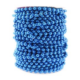 Mandala Crafts Faux Blue Pearl Beads Garland - 4mm 44 Yds Blue Pearl Strands Spool Pearl String Bead Roll Pearl Garland for Wedding Party Christmas Tree Decoration