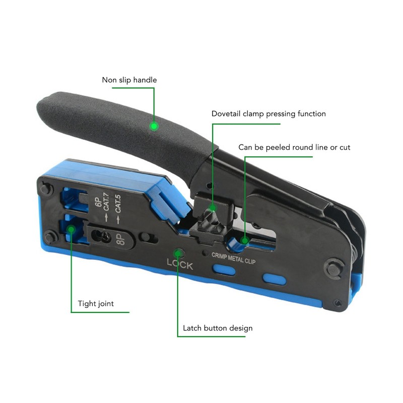 RJ45 Crimp Tool Kit Pass Through All in One Ethernet