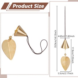 DELORIGIN Japanese Brass Wind Chimes Gold Leaf Hanging Wind Chime Decoration Good Luck Metal Aeolian Bell Door Knob Hanging Ornament for Home Garden Wedding Indoor Outdoor Decoration