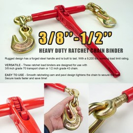 AYMMIC 3/8"-1/2" Ratchet Load Binders, Drop Forged Ratchet Type Load Binders with 9,200Lbs, Use with 3/8 inch. G70 or 1/2 inch. G43 Transport Chain,Tie Down Heavy Loads to A Truck or Flatbed Trailer