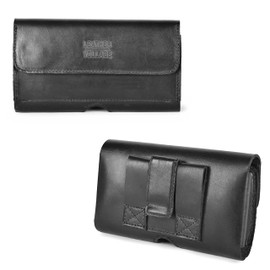 Leather Village Phone Holster Belt Clip Style for Men – Cell Phone Holsters Leather Belt Pouch – Horizontal Cell Phone Holder for Belt with Magnet Closure - Black