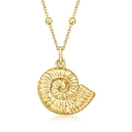 Ross-Simons Italian 18kt Gold Over Sterling Seashell Pendant Necklace. 18 inches