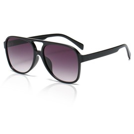 XITUADDA Retro Aviator Glasses for Women Men Trendy Oval 70s Oversized Classic Sunglasses UV400 Protection, Black/gradient grey