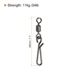 PATIKIL Fishing Rolling Swivel with Hanging Snap, 20 Pack 24lb Stainless Steel Fishing Terminal Tackle, Black