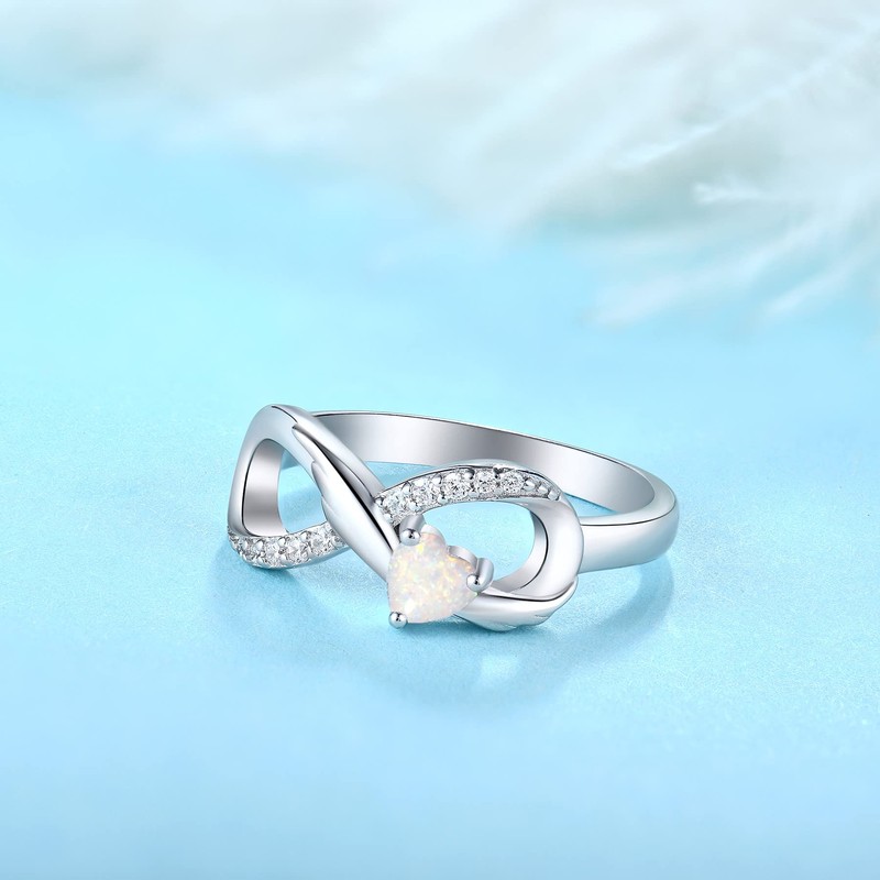 STARCHENIE Infinity Promise Ring 925 Sterling Silver Angel Wings Heart