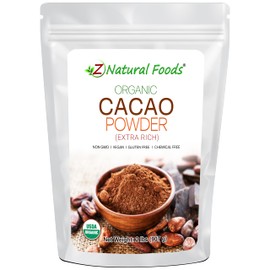 Z Natural Foods Organic Cacao Powder, Nutrition-Packed, Extra-Rich Dark Chocolate Flavor, Perfect for Chocolate Recipes, Shakes, or Smoothies, Non-GMO, Vegan, Gluten-Free, Kosher, 2 lbs