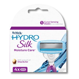 Schick - Hydro Silk - 4 Razor Refills - Moisture Care - 5 Blade Razor - Shea Butter - Curve sensing Blades - Close Shave - Smooth Glide