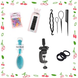 26"Training Head Mannequin Head Hair Styling Manikin Cosmetology Doll Head Synthetic Fiber Hair Hairdressing training model with free clamp (Pink green)