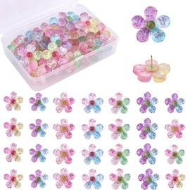 30 Pcs Flower Push Pins – 0.98in Colorful Flower Resin Decorative Thumb Tacks for Bulletin Boards, Cork Boards, Photo Walls, Maps & Office/Home Decor