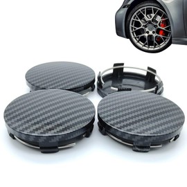 ijuicy 4 PCS Wheel Center Caps, Carbon Fiber Black ABS Rust-Proof Durable Snap-in Hubcaps, Universal Wheel Caps Accessories for Most Cars