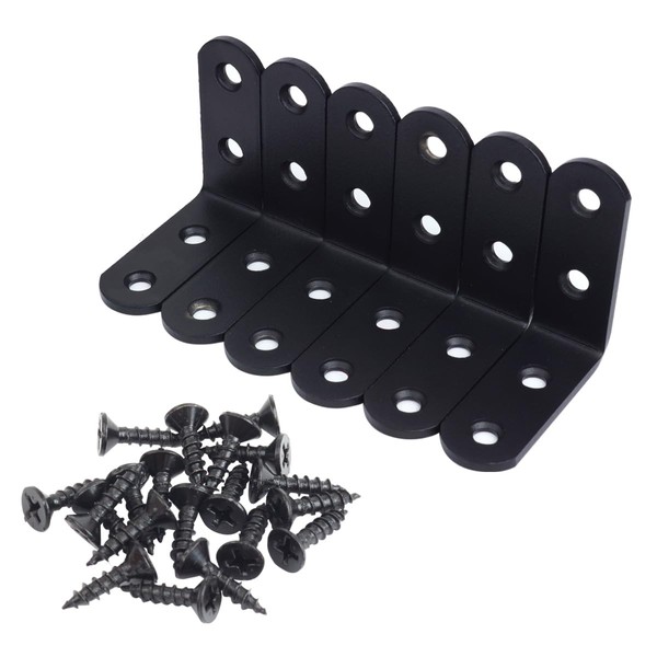 prendre PR-KKOL50-6ST-BK Shelf Brackets, Set of 6, DIY Iron, Angle,