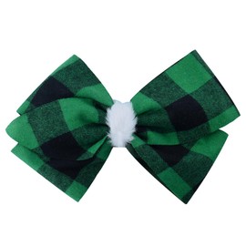 Christmas Plaid Bow Hair Clip for Women Girls Double Layered Hair Bow Clip with Fluffy White Ball Large Bow Hair Barrettes for Women Girls Christmas Party Hair Accessories for Women Girls Daughter