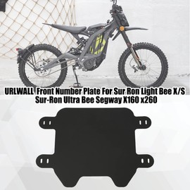URLWALL Front Number Plate, Motorcycle Plate Replacement Parts for Sur Ron Light Bee X/S Sur Ron Ultra Bee Segway X160 X260 Talaria, Premuin ABS W/Adjustable Mounting Straps Dirt Bike Plate