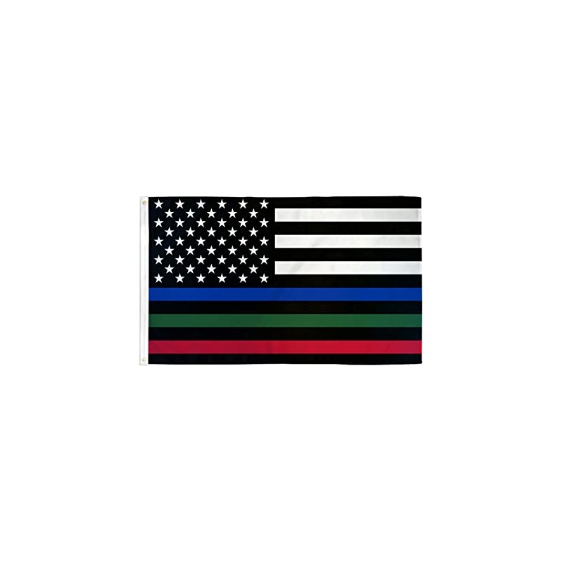 Thin Blue Green Red Flag - 3x5ft Premium Polyester American