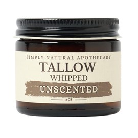 Beef Tallow for Skin Care, Face, Hands - Natural Moisturizer - Whipped - Organic Grass-Fed Beef Fat - Vitamins A, D, E, K - Dry Skin, Baby Diaper Cream - Hydrating - Handmade - Unscented - 2 oz Jar
