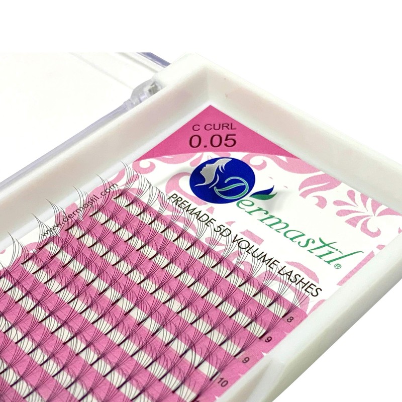 Dermastil 5D Premade Handmade Volume Eyelashes, C Curl, Thickness 0.05